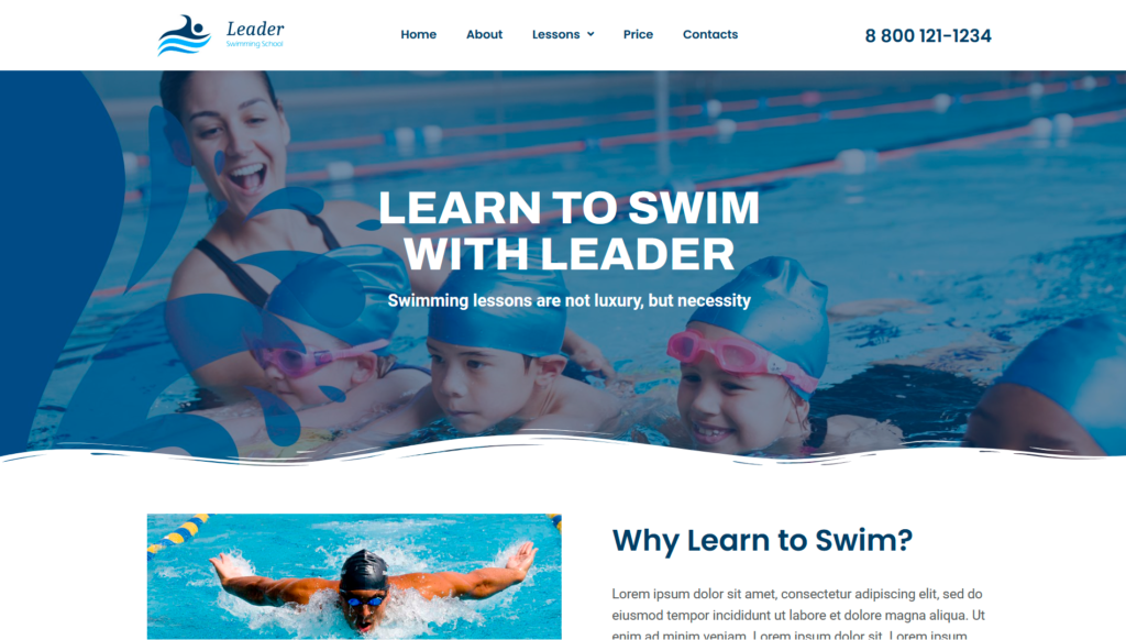 Swimming School Leader WordPress Theme