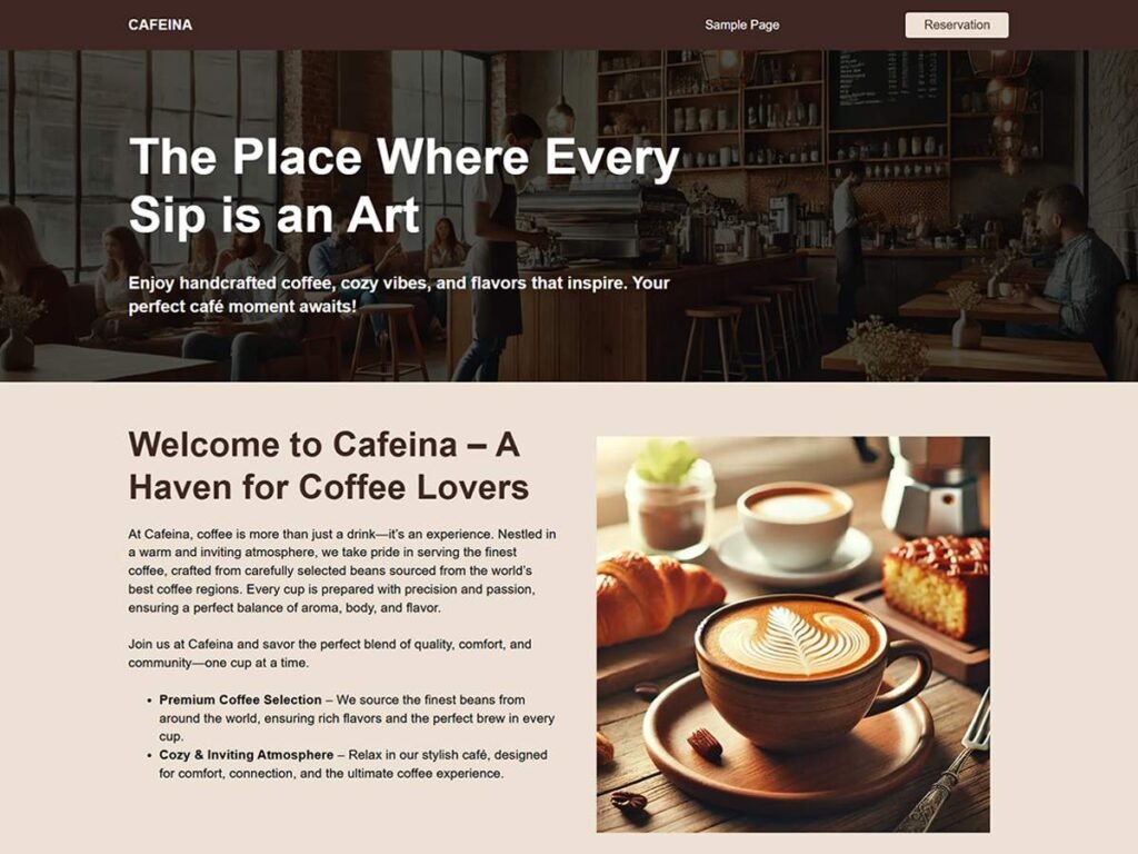 Cafeina Cafe WordPress Theme